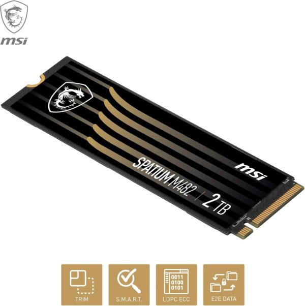 MSI SPATIUM M482 SSD 2TB -PCIe 4.0 NVMe M.2, Lecture 7300 MB/s & Écriture 6400 MB/s, 3D NAND – Image 4