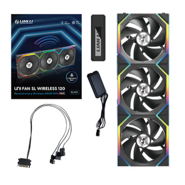 Lian Li Uni Fan SL Wireless 120 (noir) Pack de 3 + Controleur WIFI ( NORMAL / REVERSED ) – Image 3