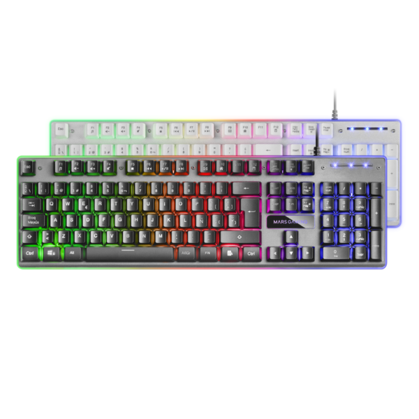 Clavier Mars Gaming MK220 Noir, Blanc , Antighosting H-Mech, FRGB Rainbow et Halo / Membrane