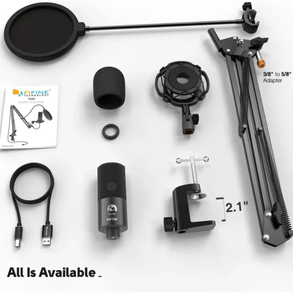 MICROPHONE FIFINE T669 USB WITH ARM STAND & SHOCK – Image 2