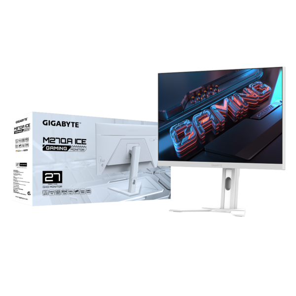 GIGABYTE 27" M27QA ICE 2K  / IPS / 180HZ / 1MS/ (QHD) / WHITE / HDR400 / AJUSTABLE – Image 2