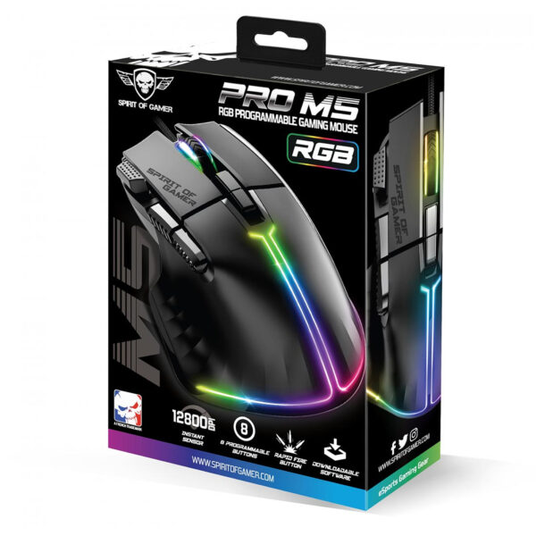 SOURIS SPIRIT OF GAMER PRO-M5 RGB BLACK 12800DPI – Image 2