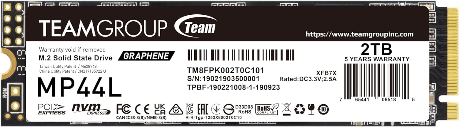 SSD Teamgroup 2 TB MP44L 2280 PCIe 4.0 x4 NVMe SLC Caching - Read up to 4,800 MB/s - Write up to 4,400 MB/s – Image 2