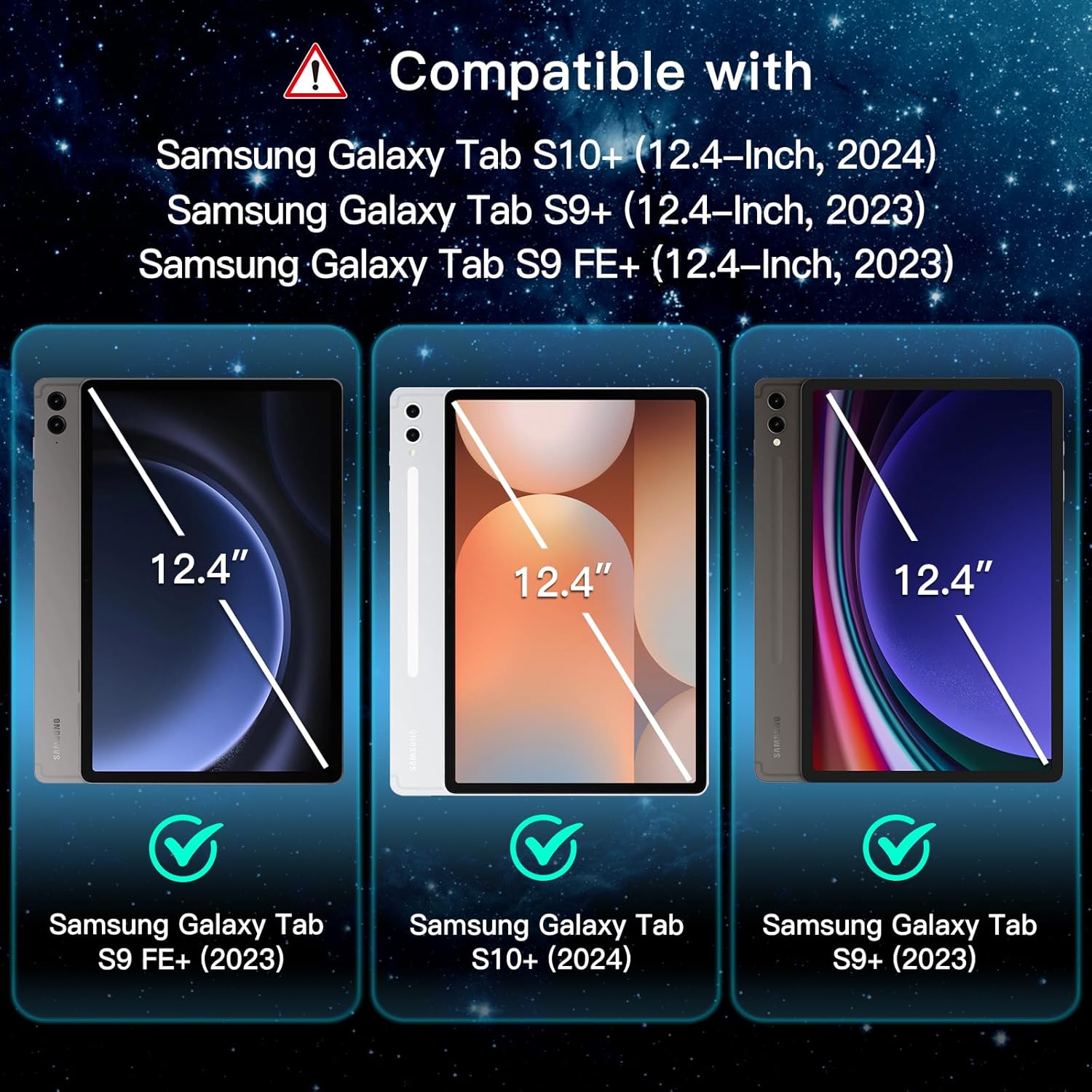 JETech Verre Trempé pour Samsung Galaxy Tab S10+/S9 FE+/S9+ 12,4", Lot de 2 – Image 2