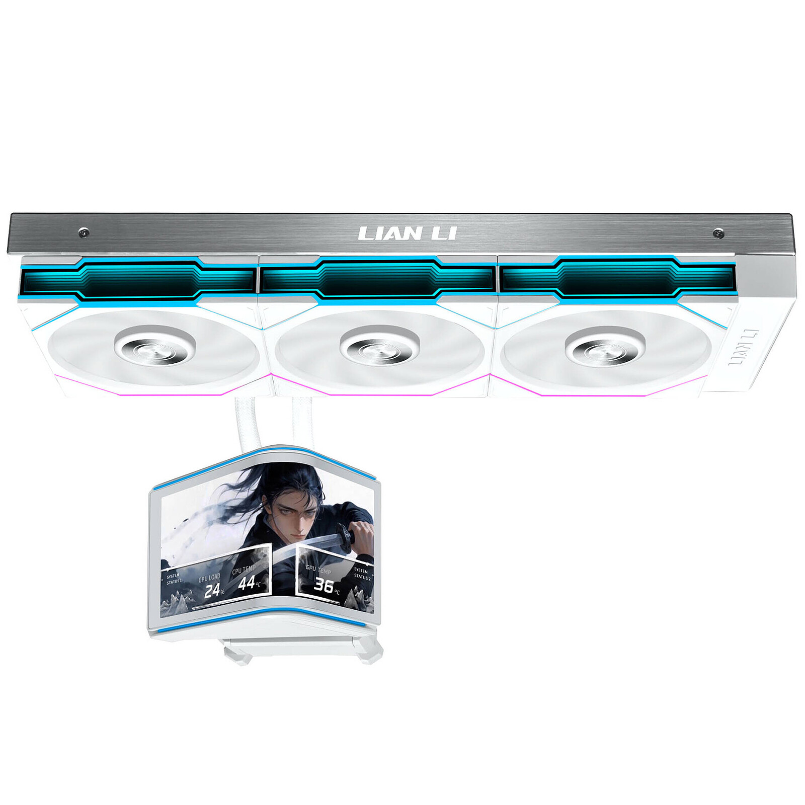 Lian Li Hydroshift II OLED Curved 360 BLACK / WHITE FANLESS – Image 2