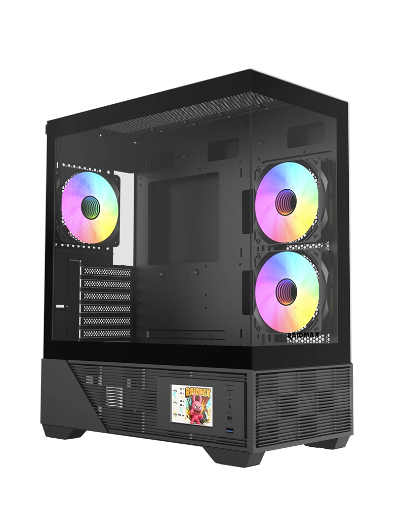 Boitier PC RAIDMAX i803 LCD noir verre trempé